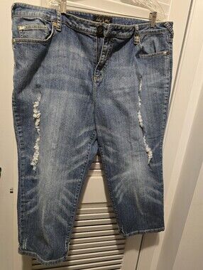 Vintage Baby Phat Jeans. Women's Size 24. Y2K Distressed, Cropped, Wide Leg.
